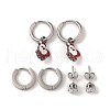 3 Pairs 3 Styles Christmas 304 Stainless Steel Hoop & Studs Earrings Set for Women EJEW-K279-12A-P-2