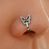 Brass Micro Pave Clear Cubic Zirconia Butterfly Clip-on Nose Septum Rings WGE0FFA-02-1