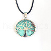 Alloy Pave Synthetic Turquoise Tree of Life Pendant Necklaces KW6501-7-1