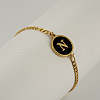 Flat Round with Letter Pattern 304 Stainless Steel Link Bracelets FS-WG4692B-12-1