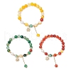 3Pcs Natural Striped Agate Round Beaded Bracelets BJEW-JB11924-2