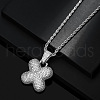 Brass Micro Pave Clear Cubic Zirconia Chunky Initial Pendant Necklaces WG24EA8-24-1