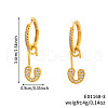 Geometric Paperclip Brass Clear Cubic Zirconia Brooch Hoop Earrings WX6066-3-1