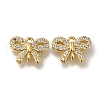 Rack Plating Brass Micro Pave Clear Cubic Zirconia Connector Charms KK-G500-06G-1