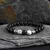 4Pcs Gothic Natural Tiger Eye & Howlite & Lava Rock & Black Stone Bead Stretch Bracelet Sets IK2928-3