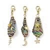 Wire Wrapped Nuggets Electroplated Natural Quartz Crystal Pendant Decorations HJEW-JM03127-07-2