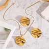 Vintage 304 Stainless Steel Flat Round Pendant Necklaces & Stud Earrings Sets for Women LD8078-1-2