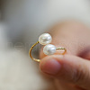 Mother's Day Jewellery Natural Freshwater Pearl Oval Beaded Cuff Rings WG91F01-01-2