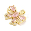 Bowknot Charm Rack Plating Brass Cubic Zirconia Pendants KK-M291-15G-2
