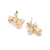 Brass Clear Cubic Zirconia Stud Earrings Finding for Women KK-A244-13B-G-2