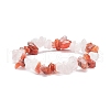 Natural Carnelian(Dyed) & Rose Quartz Chips Beads Stretch Bracelet for Women BJEW-AL00003-17-1