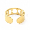 Ion Plating(IP) 304 Stainless Steel Hollow Out Moon Phase Open Cuff Ring for Women RJEW-C053-04G-3