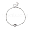 304 Stainless Steel Cubic Zirconia Link Chain Bracelets for Women NJEW-Z067-01P-02-4
