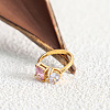 Rectangle & Teardrop 304 Stainless Steel Pave Cubic Zirconia Cuff Rings for Women FS-WG02DF6-02-1