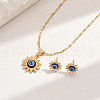 Vintage Stainless Steel & Plastic Sun with Evil Eye Stud Earrings & Pendant Necklaces Set for Women EW9229-1