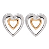 304 Stainless Steel Two Tone Heart Stud Earrings EJEW-C142-14PG-4