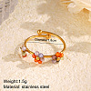 Flower 304 Stainless Steel with Cubic Zirconia Cuff Rings for Women FS-WG31CBD-05-1