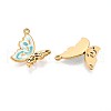 Butterfly 201 Stainless Steel Enamel Pendants STAS-N109-226G-2