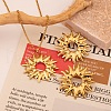 Vintage Stainless Steel Sunflower Stud Earrings & Pendant Necklaces Sets for Women KZ0138-1-6