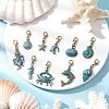 10Pcs Ocean Series Alloy Pendant Decorations HJEW-JM03362-1