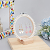 Retro Round Wooden Lace Fabric Earring Display Stands EDIS-WH0029-82-3