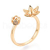 Brass Micro Pave Clear Cubic Zirconia Cuff Ring Settings KK-T076-19G-1