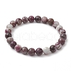 8mm Round Natural Plum Blossom Tourmaline Beaded Stretch Bracelets for Women Men BJEW-JB10468-1