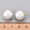 Brass & ABS Plastic Imitation Pearl Pendants KK-N261-14mm-121G-3