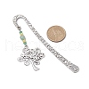 Natural Malaysia Jade & Green Aventurine Beaded Pendant Bookmarks with Alloy Tree of Life AJEW-JK00255-02-3