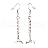 Tarnish Resistant Curb Chains with Charm Long Dangle Earrings EJEW-JE04963-4
