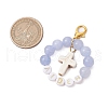 3Pcs Acrylic Letter & Natural Quartz & White Jade & Rose Quartz Beads Pendant Decorations HJEW-JM03014-3