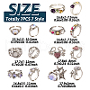 7Pcs 7 Style Rhinestone Heart & Star & Half Round Open Cuff Rings Set with Cat Eye Beaded RJEW-TA0001-03-10