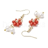 Shell Pearl Beads & Glass Seed Dangle Earrings EJEW-MZ00310-02-4