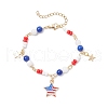 3Pcs 3 Colors Natural Dyed Yellow Jade Gemstone Round Beads & Glass Seed Beads Bracelets BJEW-MZ00180-3