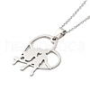Non-Tarnish 304 Stainless Steel Cable Chain Heart with Couple Pendant Necklaces for Women NJEW-U005-01P-1