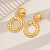 Vintage French Style Hollow Oval Brass Dangle Stud Earrings CE9970-1