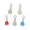 Glass Clover Pendant Decorations HJEW-JM03397-2