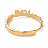 Ion Plating(IP) 304 Stainless Steel Heart with Word Love Adjustable Rings RJEW-D006-20G-3