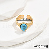 Vintage Style Stainless Steel & Oval Synthetic Turquoise Cuff Ring for Holiday Gift QB7090-5