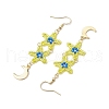 Star Glass Seed Beaded Dangle Earrings for Women EJEW-MZ00206-03-4