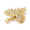 Rack Plating Brass Micro Pave Clear Cubic Zirconia Pendants ZIRC-F129-45G-3