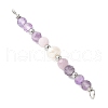 Faceted Round Natural Amethyst & Lepidolite & Potato Natural Cultured Freshwater Pearl Beaded Connector Charms PALLOY-JF03532-06-2