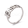 304 Stainless Steel Constellation Open Cuff Ring for Women RJEW-C035-01K-P-1