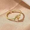 Bird Brass Cuff Rings for Women RJEW-C123-06G-3