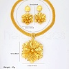 Elegant Vintage Casual Brass Flower Stud Earrings & Pendant Necklaces Set for Women IB9280-5