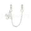 Brass Pave Clear Cubic Zirconia European Safety Chains with Charms KK-L236-15A-S-1