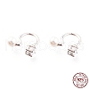 Rhodium Plated 925 Sterling Silver Cuff Earrings EJEW-H124-04P-1