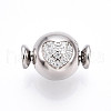 925 Sterling Silver Micro Pave Clear Cubic Zirconia European Clasps STER-T007-140P-1