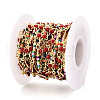 Brass Enamel Cherry Link Chains KK-T074-77G-2
