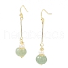 Natural Pearl & Green Aventurine Beads Dangle Earrings EJEW-K252-04G-1